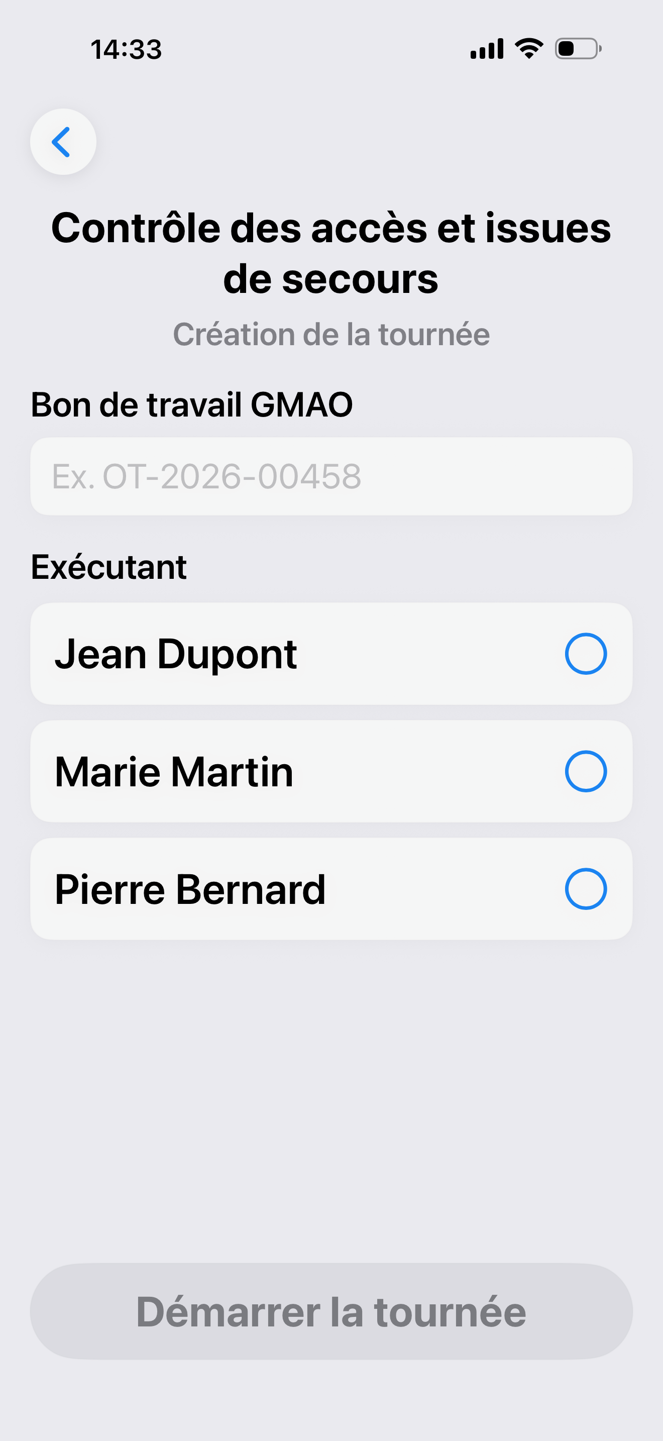 Démarrer une ronde
